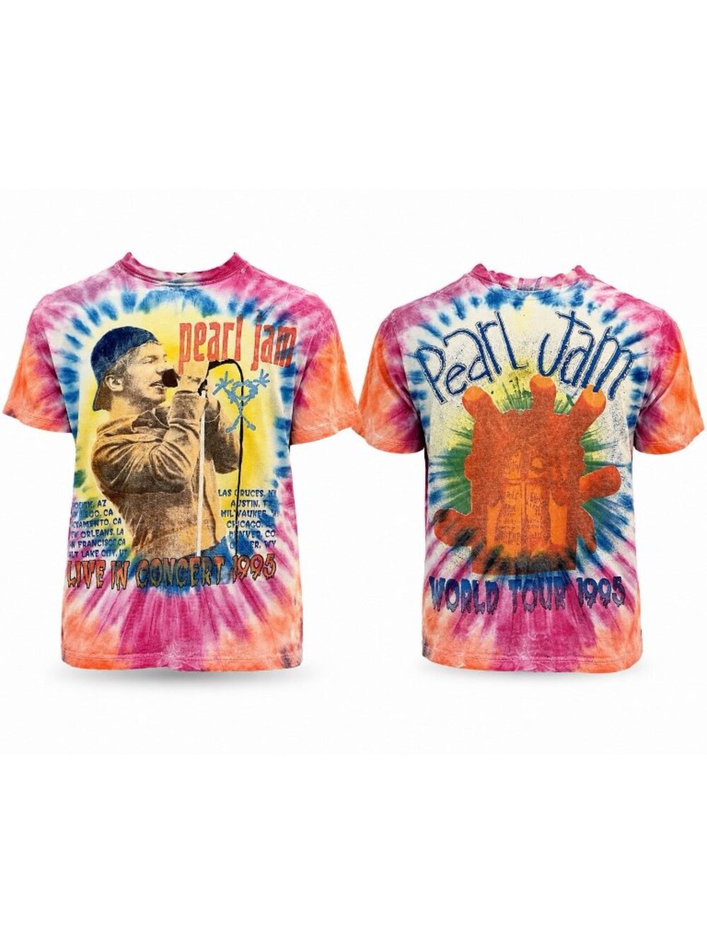 Vintage 1995 Pearl Jam World Tour Concert T Shirt Tie Dye Double Sided Cotton